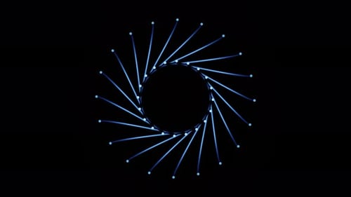 Circular Black Kaleidoscope Pattern in a Seamless Loop