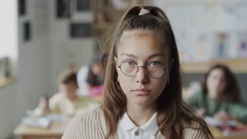 Nerd Girl Wearing Eyeglasses Portrait