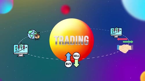Icônes de trading avec animation 3D en forme d'orbite