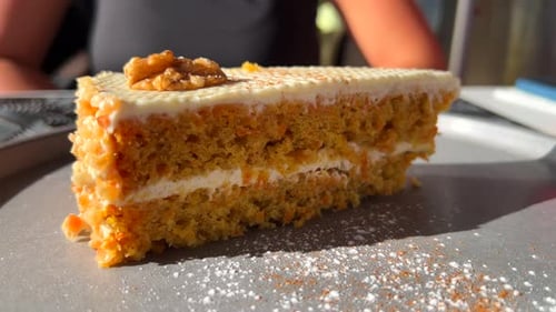 Close Up of Delicious Slice of Carrot Cake