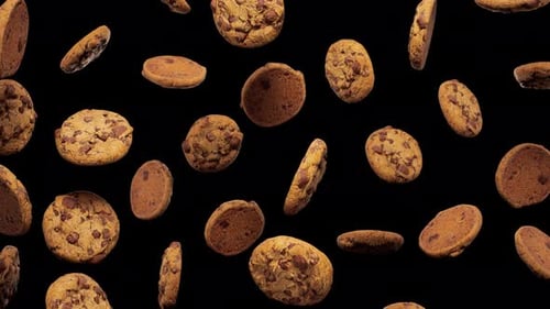 Delicious Chocolate Chip Cookies Falling Seamless Loop Background