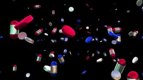 Rote und blaue Loop-Animationskapseln 3D