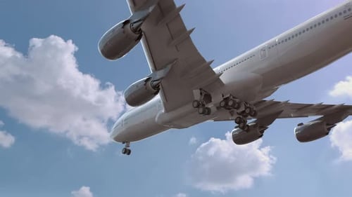 Airliner Flying and Landing Athens Greece