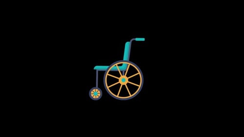 Wheelchair 2D Animation On Alpha Channel