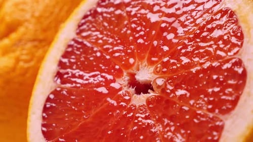 Macro Shot of Cross Section of Grapefruit