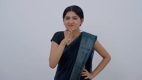 Indian Woman in Saree Making Funny Faces