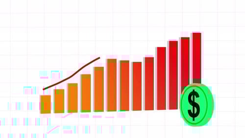 Animated Finance Growth Bar Graph with Dollar Coin