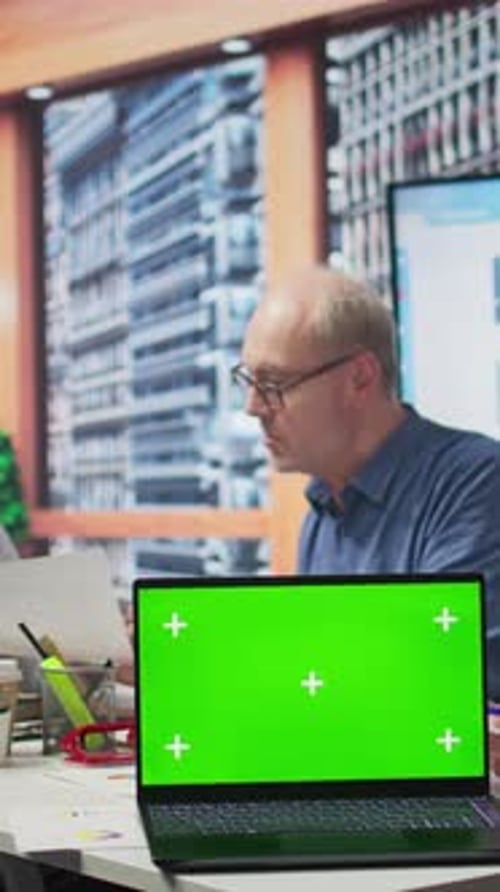 Vertical Video Old Couple Explore Financial Retirement Option with Advisor Next to Green Screen