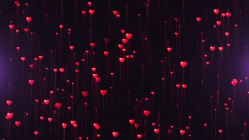 Floating Red Hearts Particles Love Background Animation