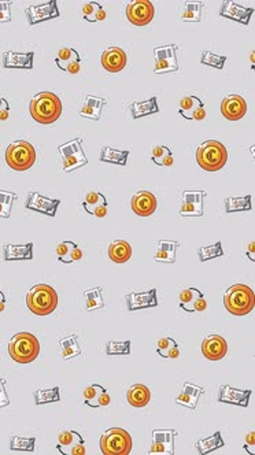 Animated Financial Icons Flat Design Seamless Pattern Background