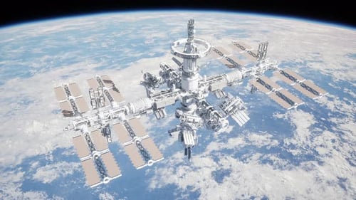 Space Station Orbiting Earth 2