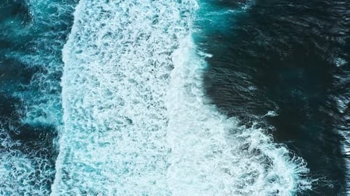Massive Blue Ocean Waves Breaking