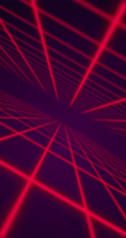 Retro Neon Red Grid and Starfield Tunnel Background