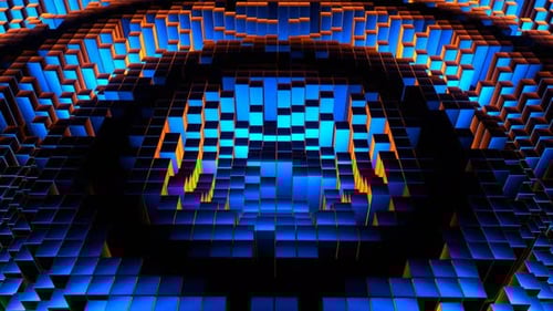 Blue And Orange Square Waves Move In Circles Background Vj Loop In 4K
