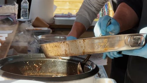 Asian Street Food Chef Cooking Pad Thai at Food Market