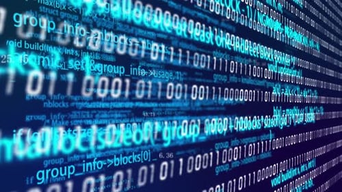 Binary Code Scrolling Across the Computer Screen