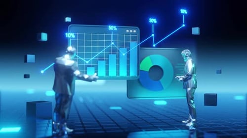 Futuristische Datenanalyse mit holografischen Displays