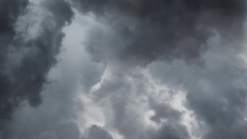 Severe Thunderstorm Clouds At dark sky.