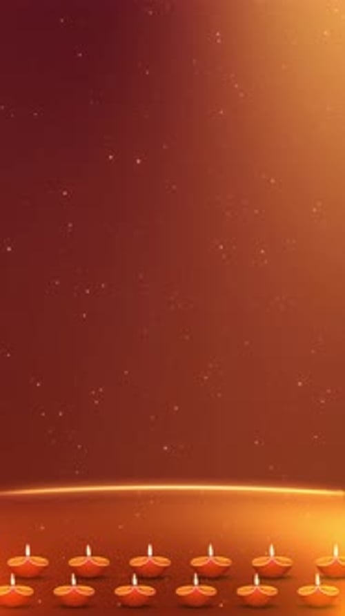 Diya Lamps Burning Bokeh Lights Traditional Diwali Festival banner. lamps, garland bulbs decorations