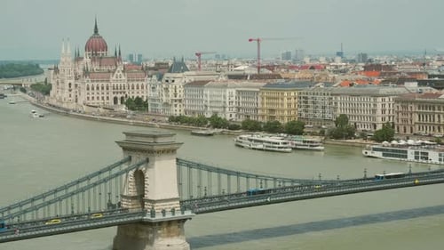 Budapest City and Hungarian Parliament Building on Danube