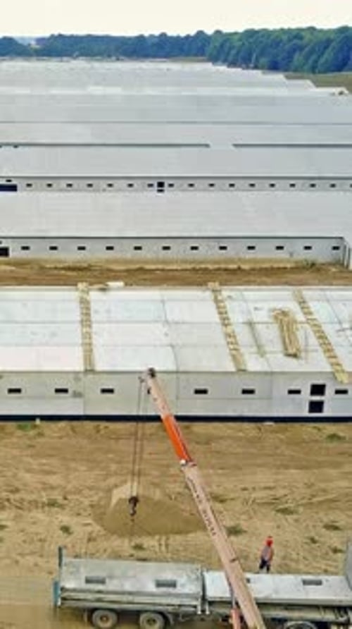 Construction of farm. Reconstruction work of new farm in countryside