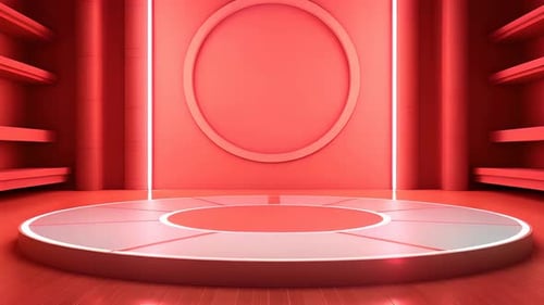 Podium Futuristische Vitrine mit Plattform für Produktausstellungen. Leeres modernes Bühnendisplay