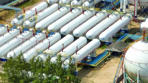 Natural gas storage, aerial view drone.