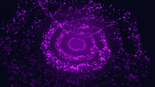 Cosmic Tunnel of Glowing Purple Particles Abstract Motion Background