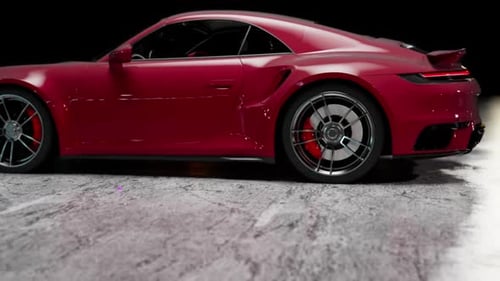 Dynamic Red Sports Car Drive Animation