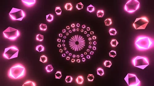 Futuristic Geometric Tunnel with Dynamic Neon Lights