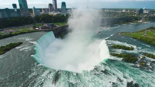 Niagara Falls View, Aerial Drone Beautiful Flying Tourism