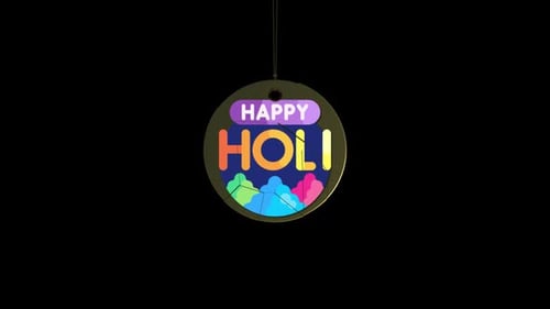 Happy Holi Festival Modern Text Reveal Animation