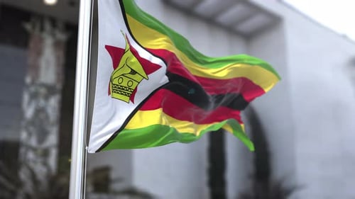 Realistic 3D Waving Flag of Zimbabwe Animation