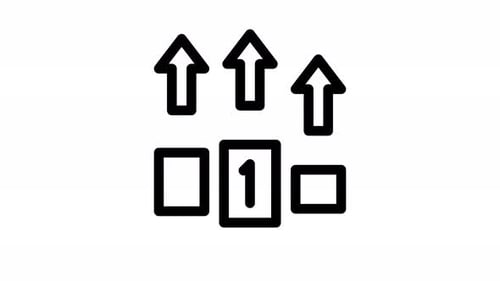 Minimalist Animated Icon: Number One Podium with Growth Arrows
