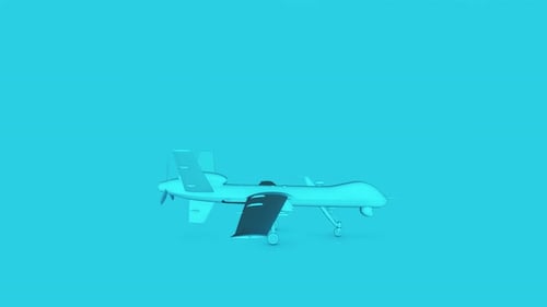 Modern 3D Drone Model Rotating on Monochromatic Background
