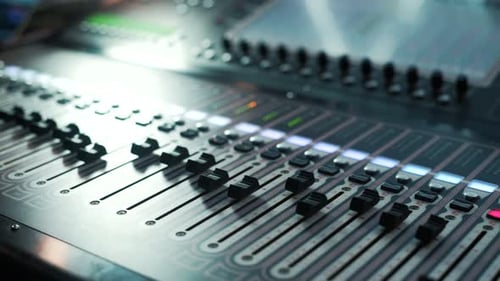 Music Studio Audio Mixer. Digital Display Club Zone Sound Waves. Music Mixer