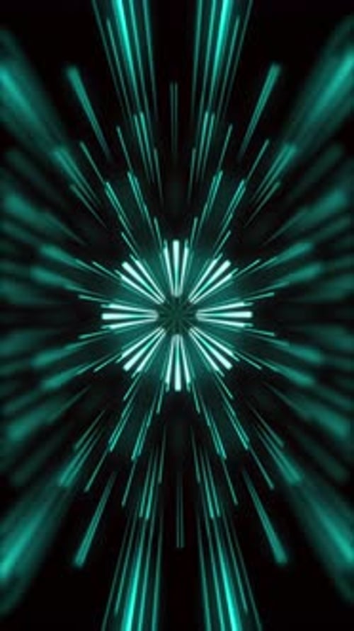 Looped animation. Abstract stream of blue light tunnel. Vertical video