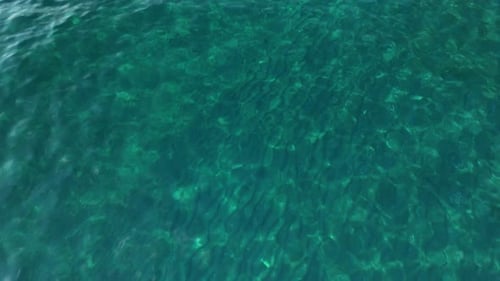 Aerial View of Rocky Shore With Clear Water