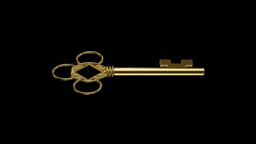 Elegant Golden Key Rotating 3D Animation