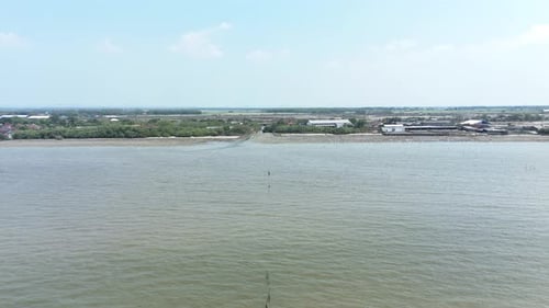 Coastal Waterscape Footage with Calm Sea and Distant Shoreline