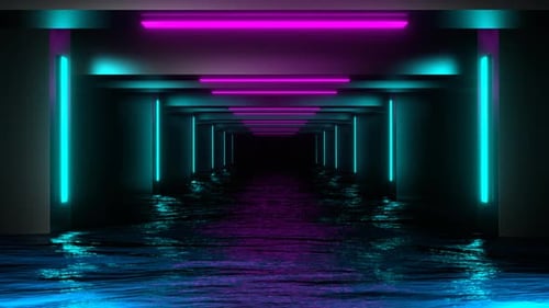 Cyan And Pink Neon Water Tunnel Background Vj Loop In 4K