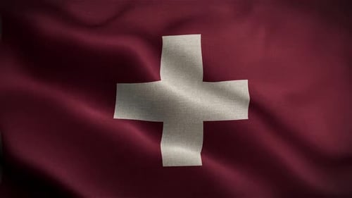 Switzerland Flag Waving with Realistic Fabric Texture Loop