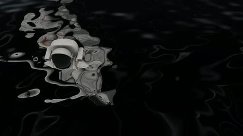 Astronaut floating in black space plasma. Background