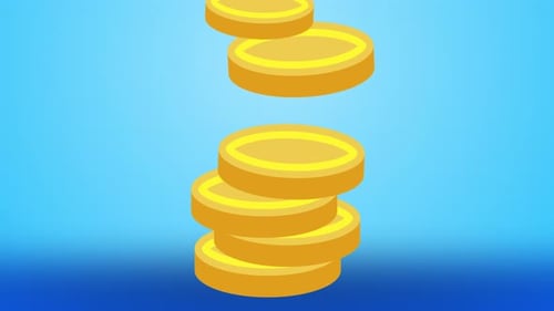 Animated Gold Coins Stacking and Rolling