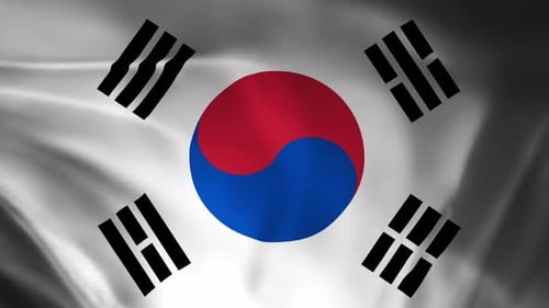 Realistic Waving South Korean Flag