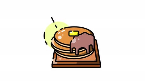 Flat Design Pancakes with Butter and Syrup Animation