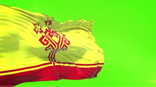 Realistic Flag Waving on Chromakey Green Screen
