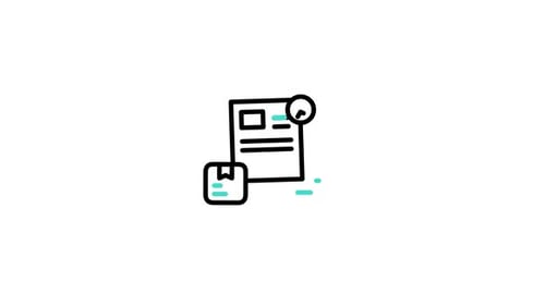 Animated Line Art Icon: Document, Package, and Clock Progress