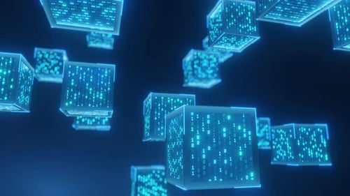 Abstract Blockchain Concept with Digital Data Cubes