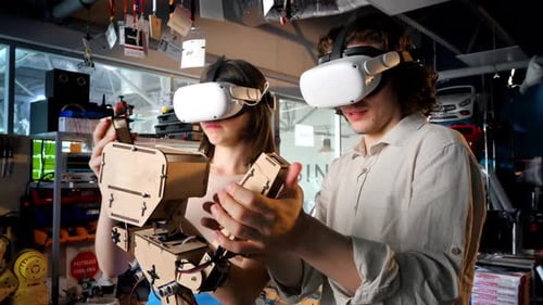 Young Adults Building Robot Using Virtual Reality